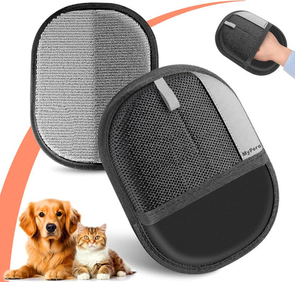 Pet Hair Removal Glove for Dogs & Cats, Newly Upgraded Reusable Electrostatic Pet Hair Glove, Magic Brush Pet Hair Remover Tool for Clothing, Couch, Carpet, Car Seats. (Black Gray, Pack of 1)1