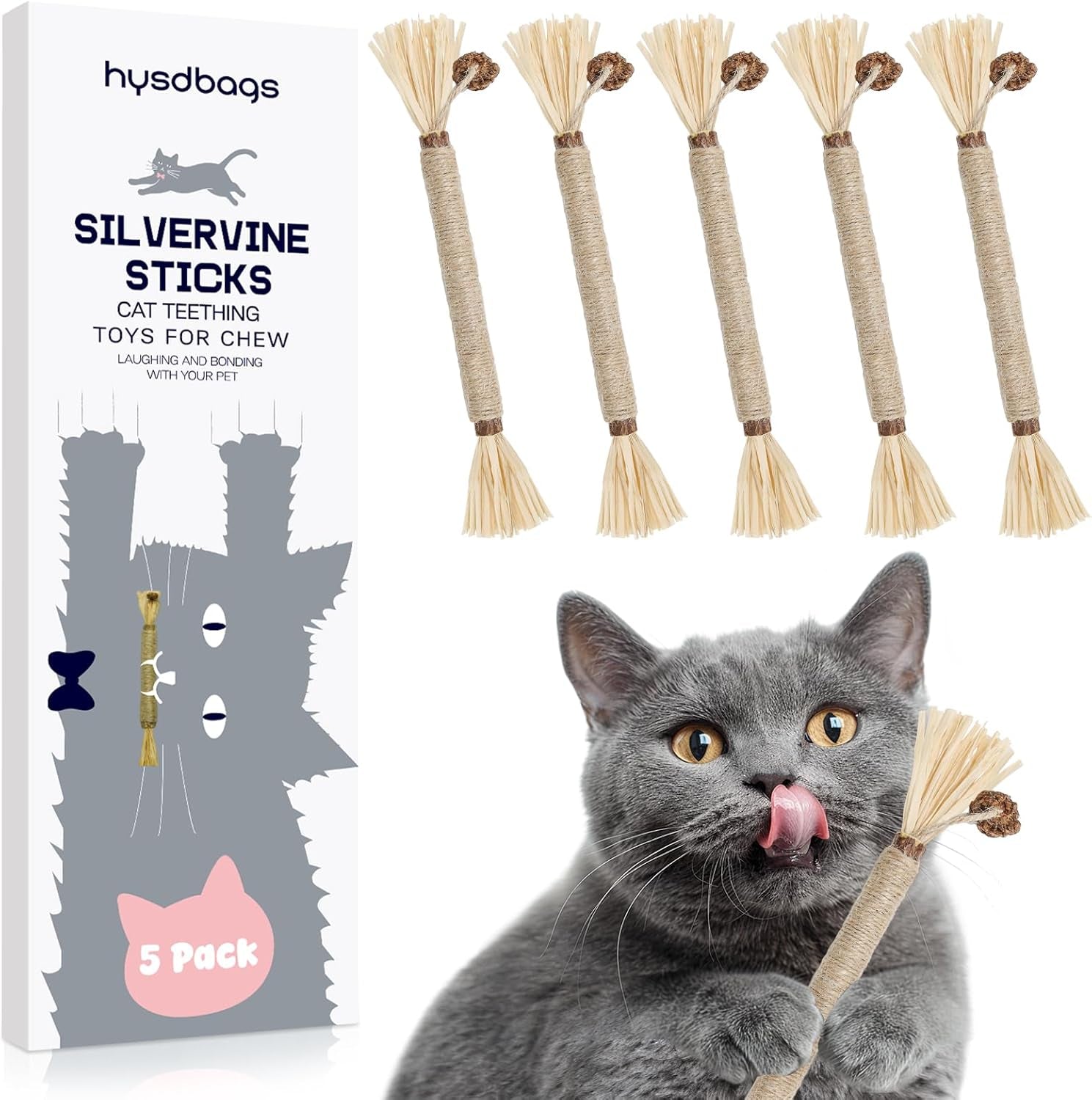 5-pack-silvervine-sticks-cat-toys-natural-chew-kitten-teething-toys-for-cleaning-matatabi-catnip-treat-toys-catmint-silver-vine-sticks-for-bored-indoor-kitty
