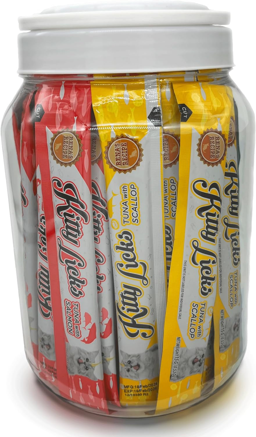 renas-recipe-kitty-licks-lickable-cat-treats-variety-pack-28-tubes-creamy-puree-cat-treats-in-7-delicious-flavors-including-tuna-and-chicken