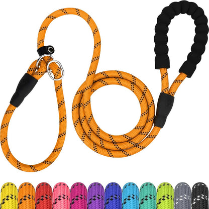 Tagme Slip Lead for Dogs, No Pull Training Leash, Padded Handle (Hot Pink) | Braided Climbing Rope, Reflective Stitching, 6 Ft, Fits Small to Large Dogs up to 250 Lbs, Cushioned Grip, No Leash Burn17