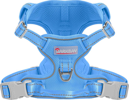 BARKBAY No Pull Pet Harness Dog Harness Adjustable Outdoor Pet Vest 3M Reflective Oxford Material Vest for PINK Dogs Easy Control for Small Medium Large Dogs (L)20