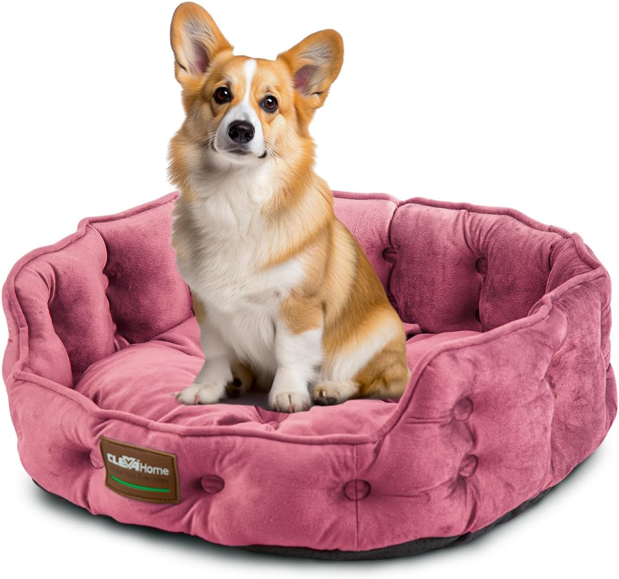 clevahome-cat-dog-bed-for-small-pets-up-to-15lbs-round-cat-beds-for-indoor-cats-machine-washable-comfortable-pet-bed-for-puppy-and-kitten-with-non-slip-bottom-plum-pink