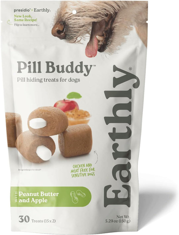 Presidio Earthly Pill Buddy Naturals - PB & Apple Recipe Pill Hiding Treats for Dogs - Make a Perfect Pill Concealing Pocket or Pouch for Any Size Medication - 30 Servings1