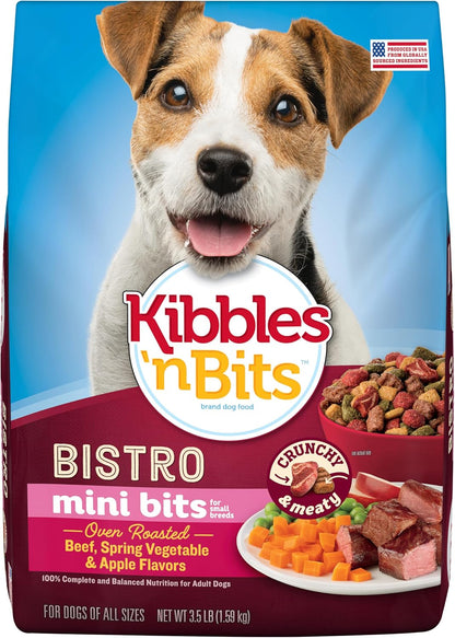 Kibbles 'N Bits Bistro Mini Bits Small Breed Dry Dog Food, Oven Roasted Beef, Spring Vegetable & Apple Flavors for Adult Dogs, 16 Lb. Bag10