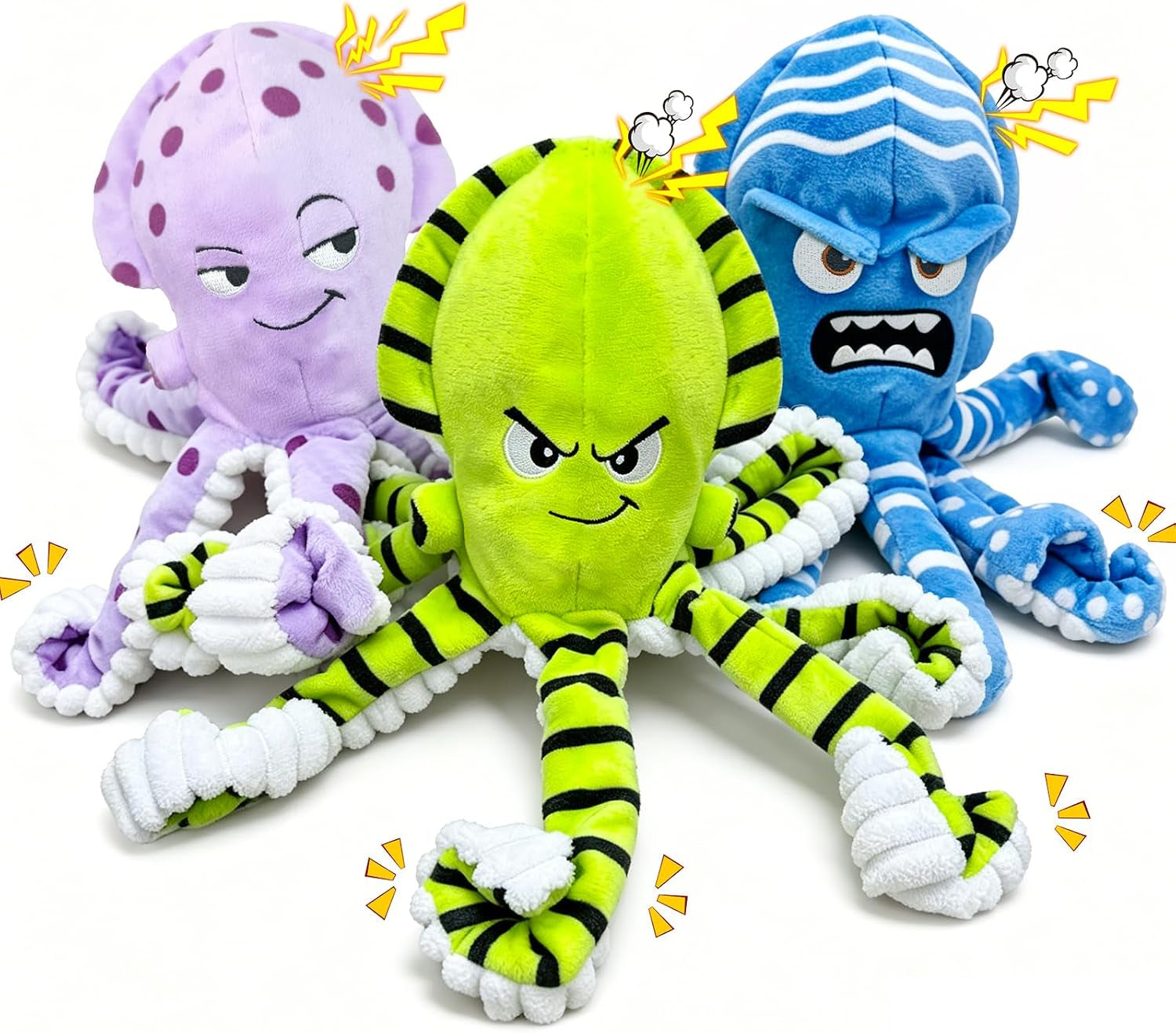 fuufome-octopus-dog-toys-with-no-stuffing-for-small-medium-large-3-pack-tough-plush-squeaky-interactive-fetch-toys-puppy-teething-chew-toys-to-relieve-boredom-perfect-for-cuddling-playtime