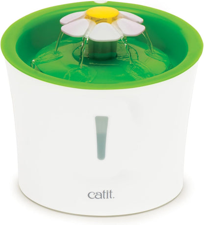 Catit Flower Fountain with Triple Action Filter, Cat Drinking Water Fountain, 3 L, Green | Cat Drinking Water Fountain1