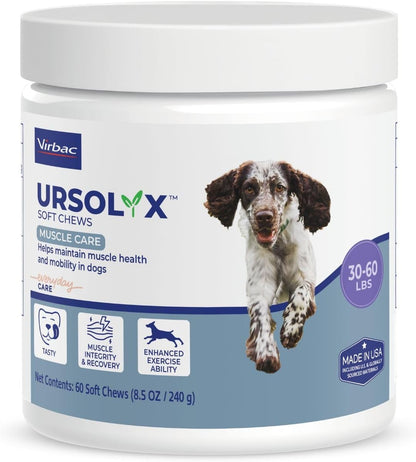 URSOLYX Soft Chews for Dogs, Medium Breed, Muscle Support, 60 Count | Ursolic Acid Supplement to Rebuild Muscle Strength & Mobility in Senior, Active or Recovering Dogs, 2 Month Supply1