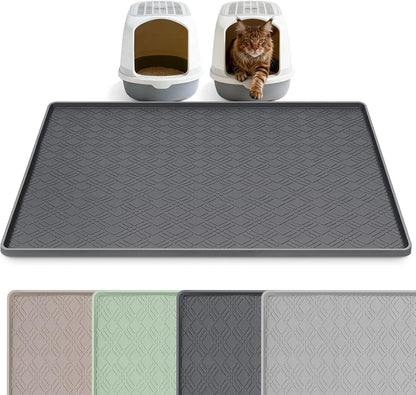 Silicone Cat Litter Mat 47" X 35" Cat Mat for Litter Box, Khaki | Extra Large Cat Litter Trapping Mat for Floor, Waterproof, Non-Slip Kitty Litter Box Mat with Raised Edge, Easy to Clean9