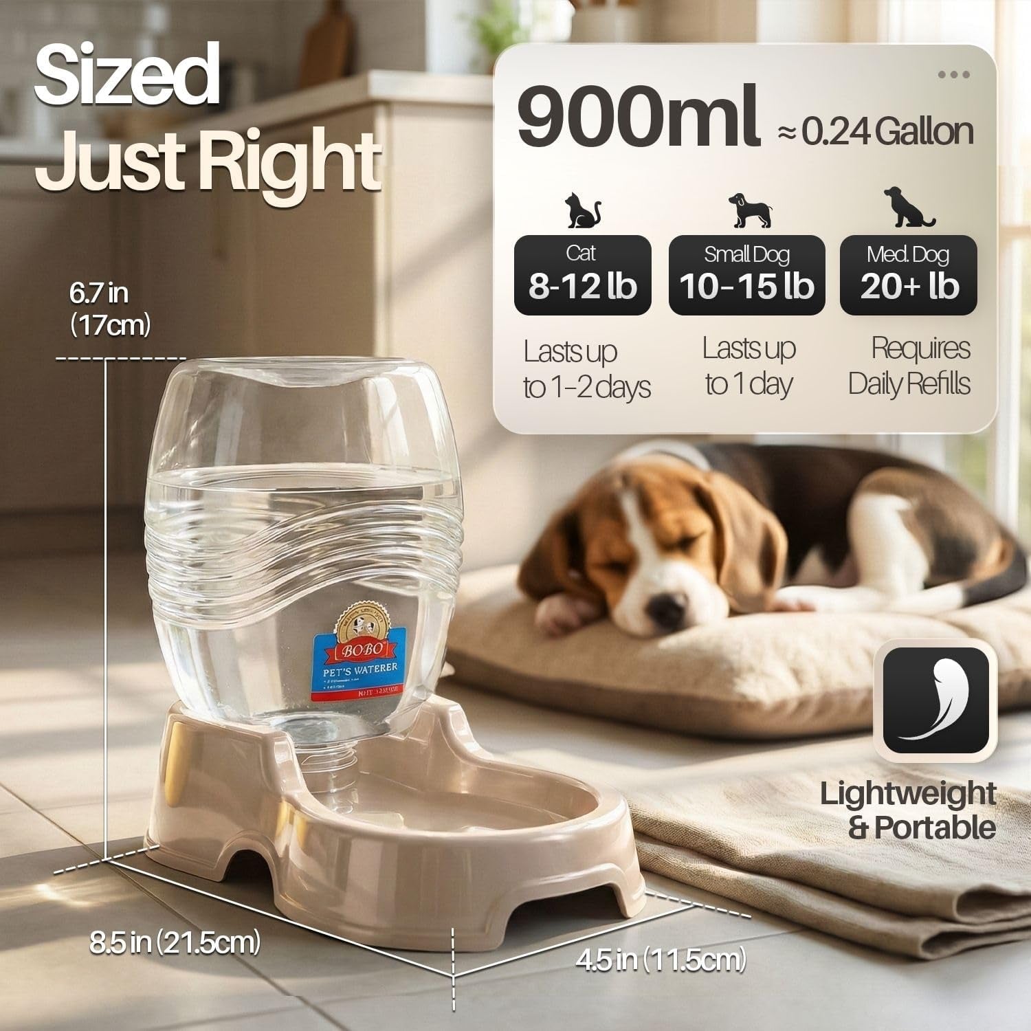 flexzion-gravity-pet-water-dispenser-for-cats-small-dogs-1-4-gal-beige-automatic-cat-and-dog-waterer-with-900-ml-reservoir-non-skid-feet-recessed-carry-handle-and-easy-clean-pp-bowl