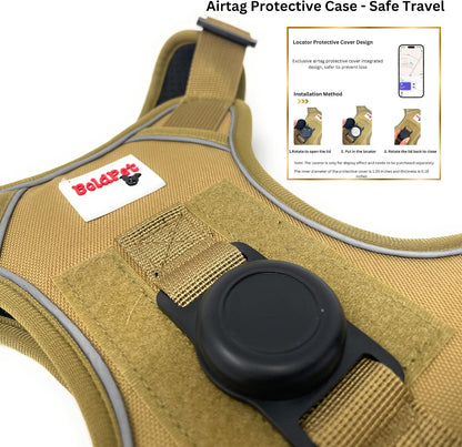 Boldpet® Dog Harness with Airtag Holder and Leash Set- No Pull Dog Harness Reflective Design -Escape Proof with Safety Buckles- Breathable Oxford for Small, Medium and Large Dogs -Air Tag Not Included2