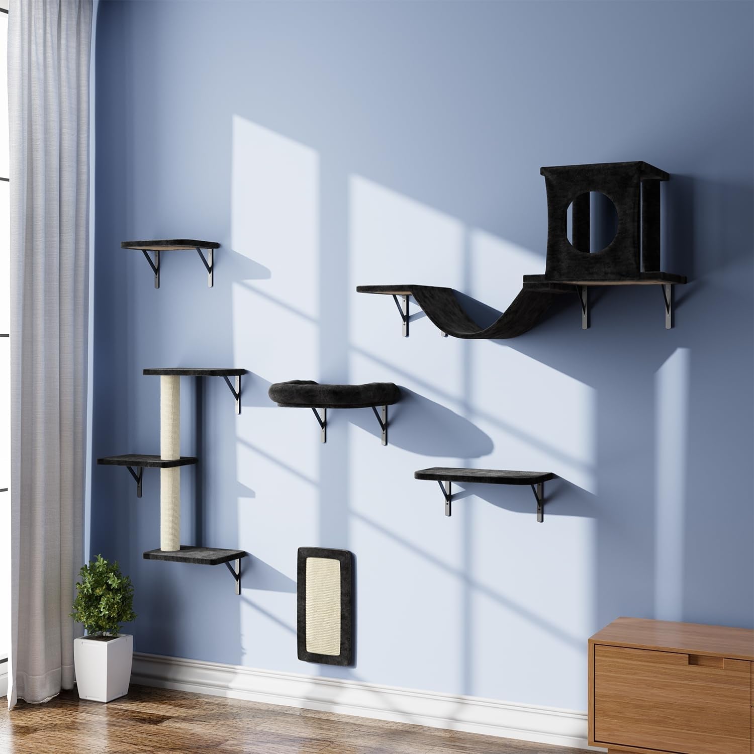 nunu-lab-wall-mounted-cat-furniture-set-6-pcs-climber-set-with-house-bridge-steps-scratcher-board-diy-walls-playground-indoor-cat-shelves-gray