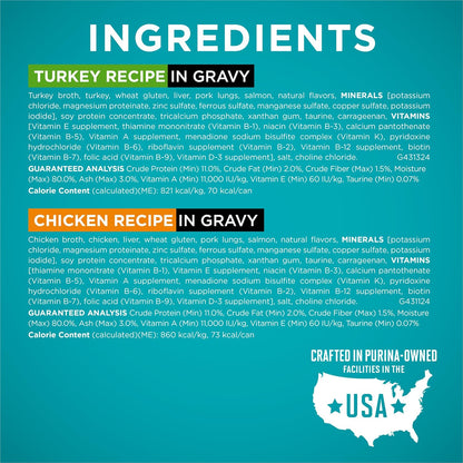 Purina ONE Natural, High Protein Cat Food Variety Pack, Turkey, Chicken and Tuna Recipes - (2 Packs of 12) 3 Oz. Cans6