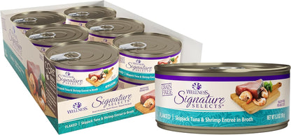 Wellness CORE Signature Selects Flaked Adult Canned Wet Cat Food, Natural, Protein Rich, Grain Free, Skipjack Tuna and Wild Salmon Entrée Recipe, 2.8 Oz, Pack of 12 Cans17