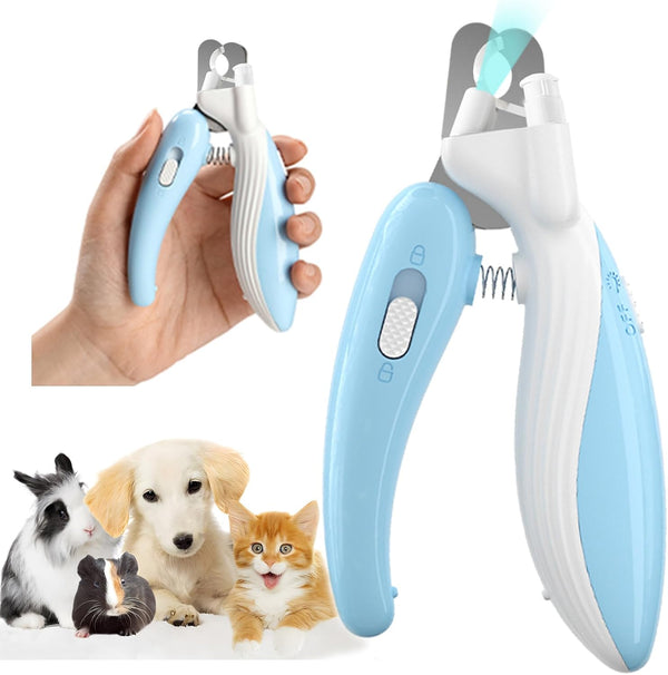 Cat Dog Pet Nail Clippers with Light, Llluminates Cat Dog Nails or Bloodline, Safety Pet Nail Clipper for Dogs, Cats, Rabbits, Sharp, No Nail Splitting(Blue)1