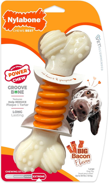 Nylabone Power Chew Dental Groove Bone Dog Chew Toy, Flavor Medley, Small | Teeth-Cleaning Textures, Durable Dog Toys for Aggressive Chewers, Discourages Destructive Chewing, for Dogs up to 25 Lbs16