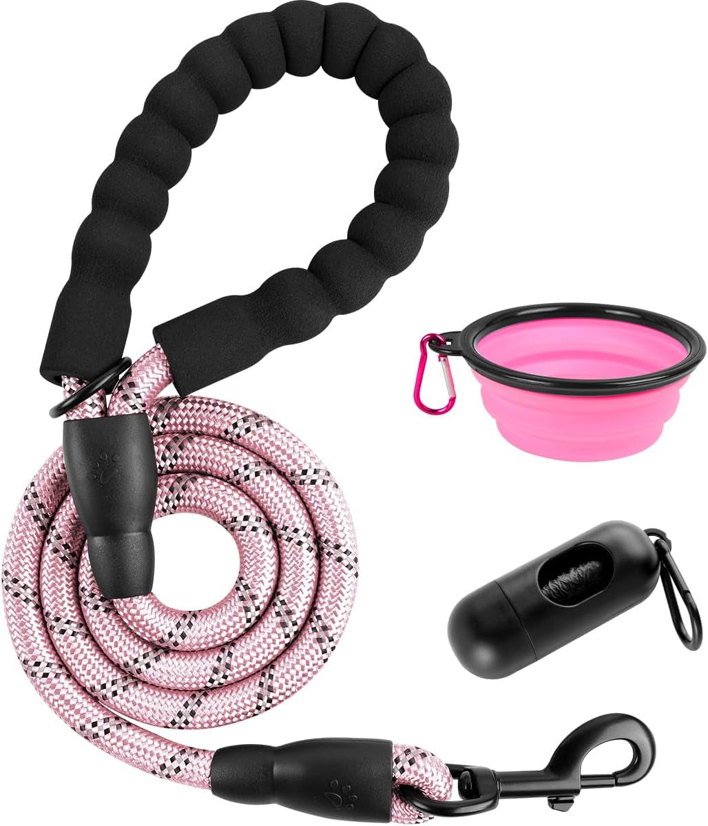 barkbay-dog-leashes-for-large-dogs-heavy-duty-dog-leash-4-5-6-ft-with-comfortable-padded-handle-and-highly-reflective-threads-for-medium-large-dogs-walking-training-running-5ft-1-2-pink