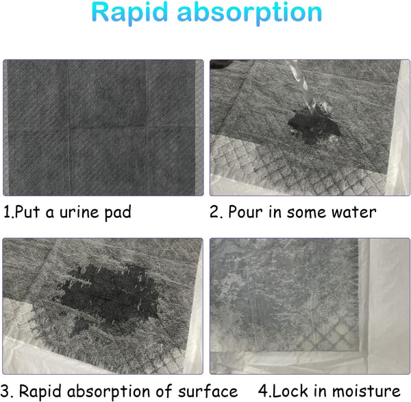 100 Pcs Disposable Rabbit Pee Pads,Pet Pees Pad Cage Black Carbon Liner,Super Absorbent Leak Proof Cushion Reduce Odor Bunny Training Accessories for Kitten Puppy Hamsters Hedgehog3