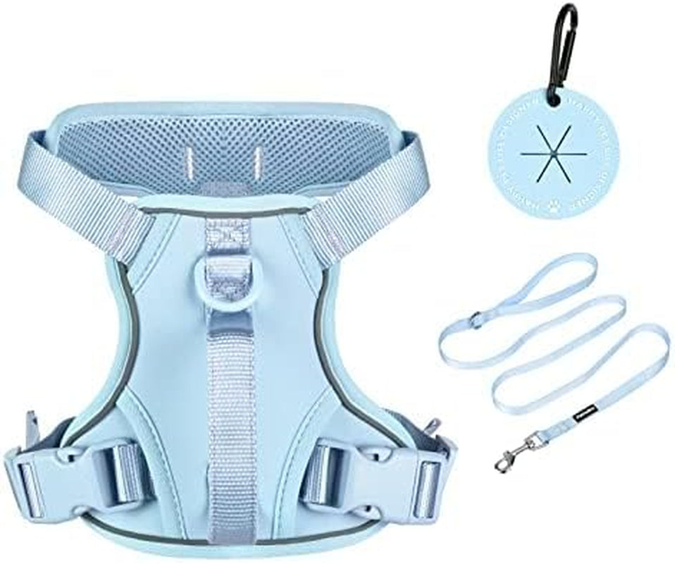 petmolico-no-pull-cute-dog-harness-reflective-light-blue-small-set-includes-leash-waste-bag-holder-2-clips-handle-soft-comfy-fit-adjustable-ideal-for-daily-walks-travel