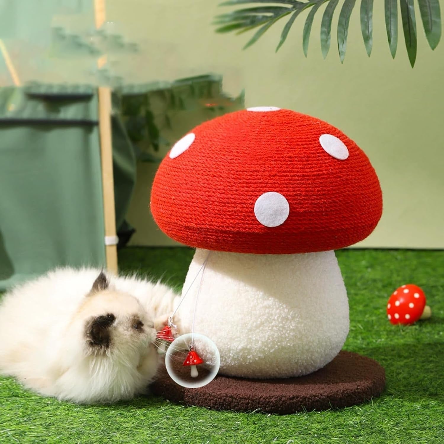 mushroom-cat-scratcher-sisal-cat-scratching-post-cute-red-mushroom-design-13-39-h-x-11-02-w-natural-sisal-rope-soft-plush-interactive-hanging-toy-for-indoor-cats