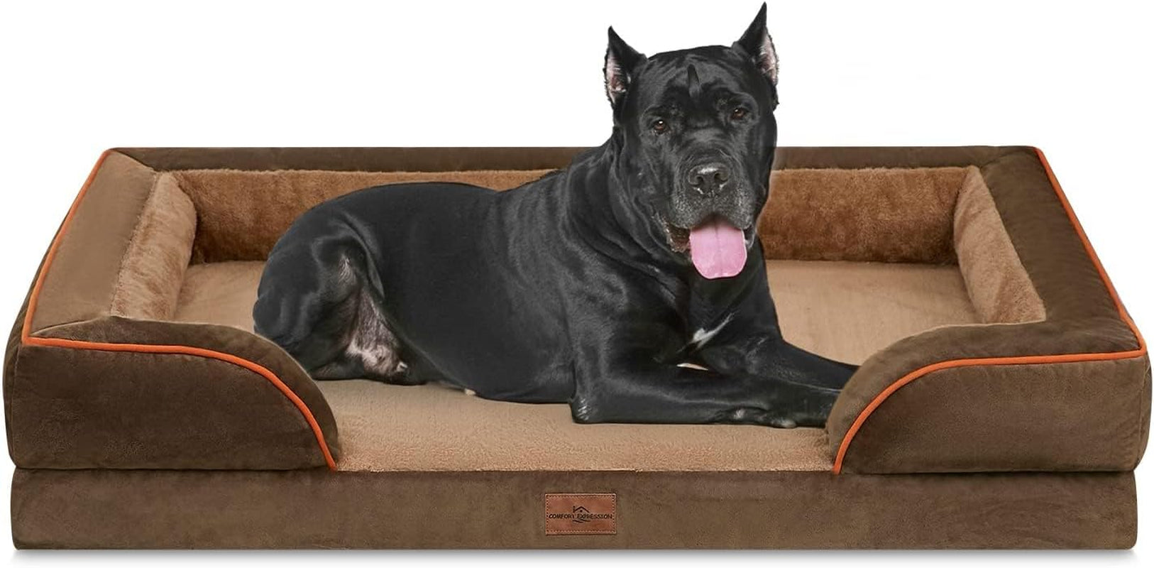 comfort-expression-orthopedic-dog-bed-for-extra-large-dogs-with-bolster-waterproof-dog-couch-bed-with-washable-cover-non-slip-bottom-supportive-egg-crate-foam-xl-pet-bed-42x30-inch