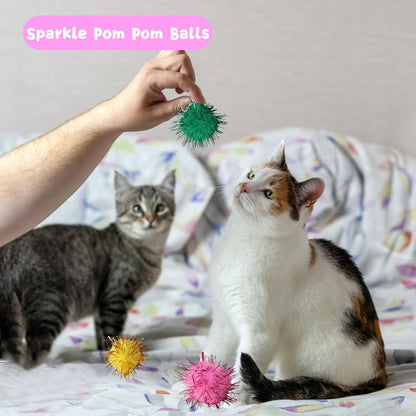 Cat Toys for Indoor Cats 40 PCS Kitten Toys | Cat Interactive Toys Pack Including Cats Springs Sparkle Ball Pom Pom Ball Jingle Balls Tracks Balls8