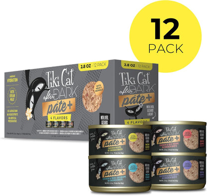 Tiki Cat after Dark Pate+ Wet Cat Food, Variety Pack, 2.8 Oz. Cans (Pack of 12)2