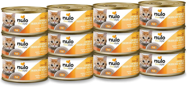 Nulo Freestyle Cat & Kitten Wet Pate Canned Cat Food,Premium All Natural Grain-Free, with 5 High Animal-Based Proteins and Vitamins to Support a Healthy Immune System and Lifestyle 2.8 Oz (Pack of 12)13