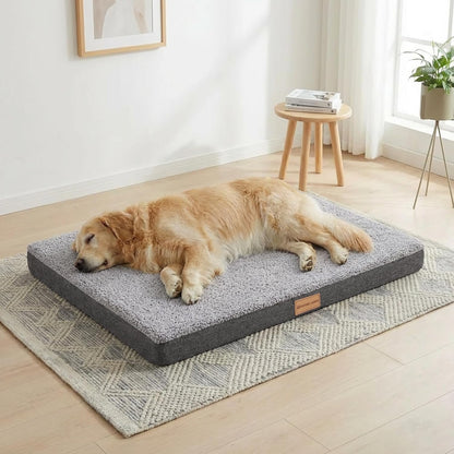 Patas Lague Orthopedic Dog Bed Large Sized Dog 36''X24'',Soft Waterproof Egg Crate Foam Medium Pet Crate Beds Mat with Removable Washable Cover and Non-Slip Bottom, Black11
