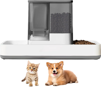Gearroot Automatic Cat Feeder and Water Dispenser, 2 in 1 Gravity Pet Food Feeder and Water Dispenser Detachable Cat Food Dispenser for Small Dogs and Cats, Gray1