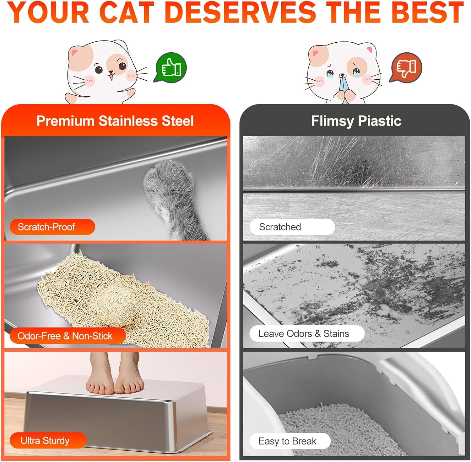 2pack-stainless-steel-litter-box-metal-litter-boxs-with-lid-high-sides-xl-extra-large-litter-box-for-big-cats-never-absorbs-odors-leak-proof-stain-free-rust-free-easy-to-clean-scoop-included