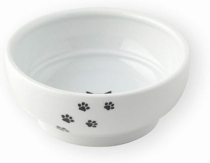 Necoichi Shallow Wide Ceramic Cat Food & Water Bowl (Paw, Basic Flat)2
