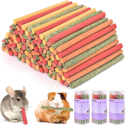 ERKOON 40Pcs Rabbit Timothy Hay Sticks, Five Flavors：Purplepotato/Timothyhay/Pumpkin/Strawberry/Carrot，Suitable Guinea Pig, Hamste, Gerbil, Chinchilla Treats, Chew Toys for Teeth for Bunnies8