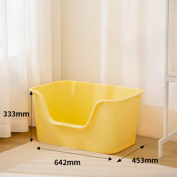 Extra Large Litter Box with High Sides 25.27" Lx17.83 Wx13.11 H,Anti-Splashing,Tool-Free Assembly,Multi Kitty Cat Litter Box,Jumbo (Yellow)4