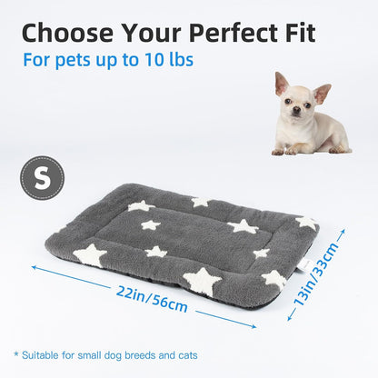 Mora Pets Cat Bed for Indoor Cats Washable Dog Crate Pad Cute Star Dog Bed Mat for Small Dogs Pet Kennel Pad for Cage Soft Flat Puppy Kitten Cushion Sleeping Anti-Slip Grey 22 X 136