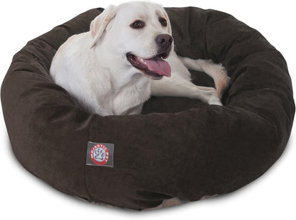Majestic Pet 40 Inch Micro Velvet Calming Dog Bed Washable – Cozy Soft round Dog Bed with Spine for Head Support - Fluffy Donut Dog Bed 40X29X9 (Inch) – round Pet Bed Large – Pearl15