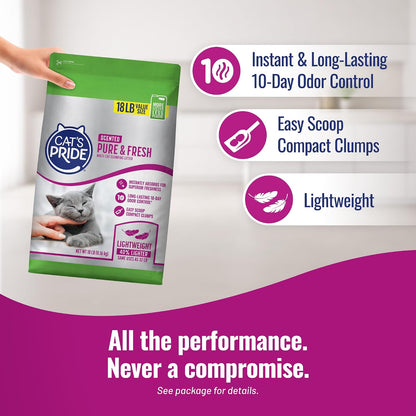 Cat'S Pride Premium Lightweight Clumping Litter: Pure & Fresh - up to 10 Days of Powerful Odor Control - Multi-Cat, Scented, 18 Pounds4