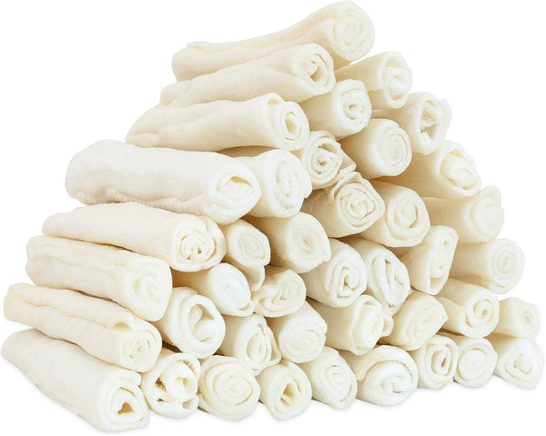 MON2SUN Dog Treats, 6Inch Natural Flavor Rawhide Rolls, 22.58 Oz | 40 Count, Long-Lasting Chew, Teeth Cleaning, No Artificial Colors，Suitable for Puppy and Small Dogs1