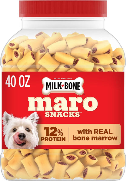 Milk-Bone Marosnacks Small Dog Treats with Real Bone Marrow, 40 Oz. Canister | Dog Treats with 12% Protein1