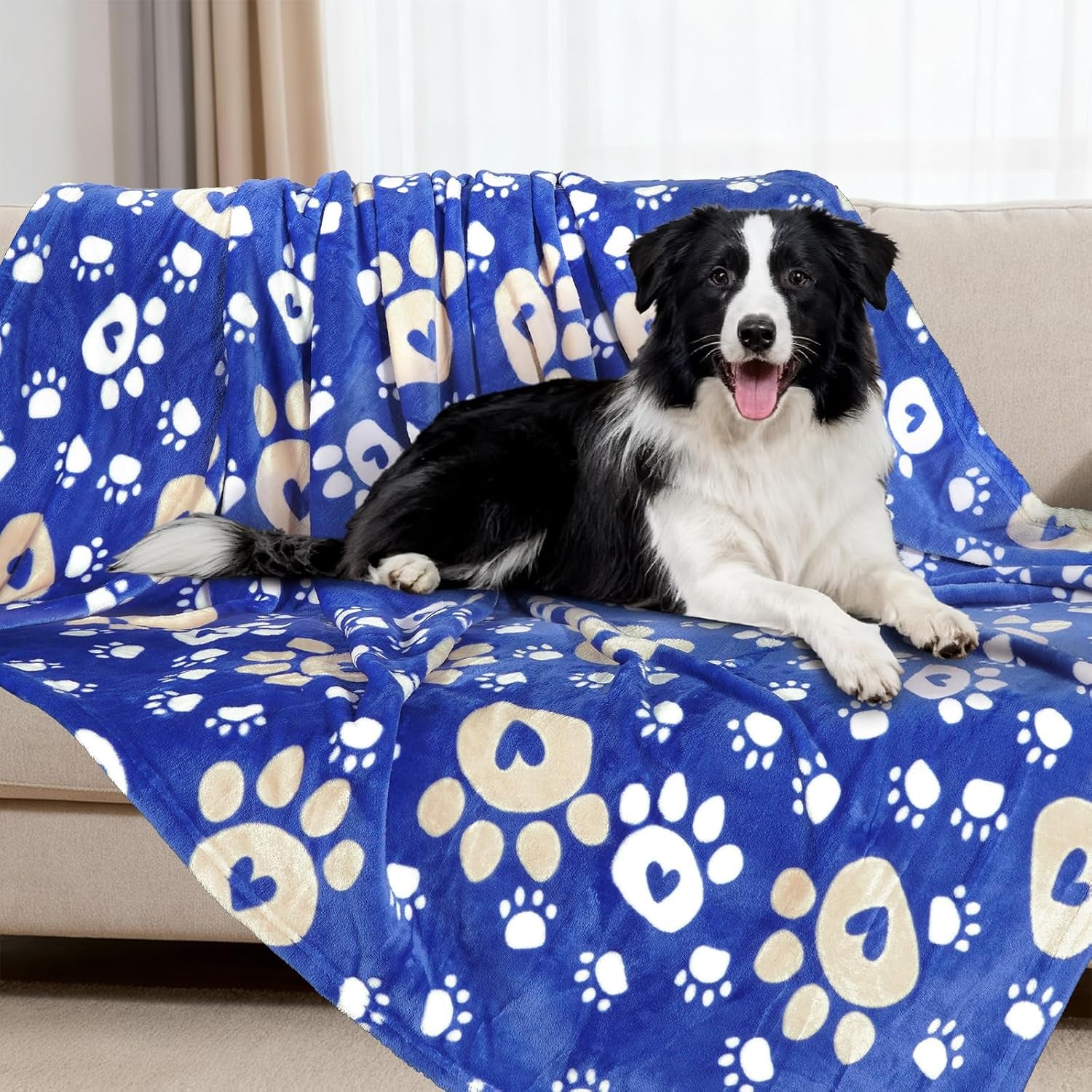 rezutan-blanket-for-large-dogs-cat-flannel-washable-soft-pet-mat-throw-cover-for-kennels-beds-sofas-furniture-protection-cute-paw-pattern-black-50x40-inch