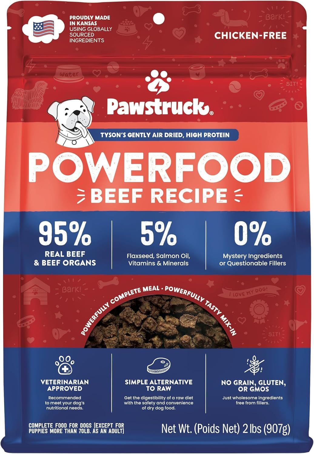 pawstruck-air-dried-dog-food-with-real-beef-grain-free-made-in-usa-non-gmo-vet-recommended-high-protein-limited-ingredient-full-feed-for-all-breeds-ages-2lb-bag