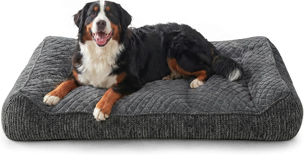 JOEJOY XL Orthopedic Dog Bed for Large Dogs, Extra Thick Foam Pet Bed Sofa | Bolster Sides, Large Sized Dog Couch Bed with Removable Washable Cover, Non-Slip Bottom, Grey (42"X30")12