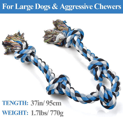 LECHONG Dog Toys for Aggressive Chewers Tough Rope Chew Toys for Large and Medium Dog 3 Feet 5 Knots Indestructible Cotton Rope for Large Breed Dog Tug of War Dog Toy Teeth Cleaning2