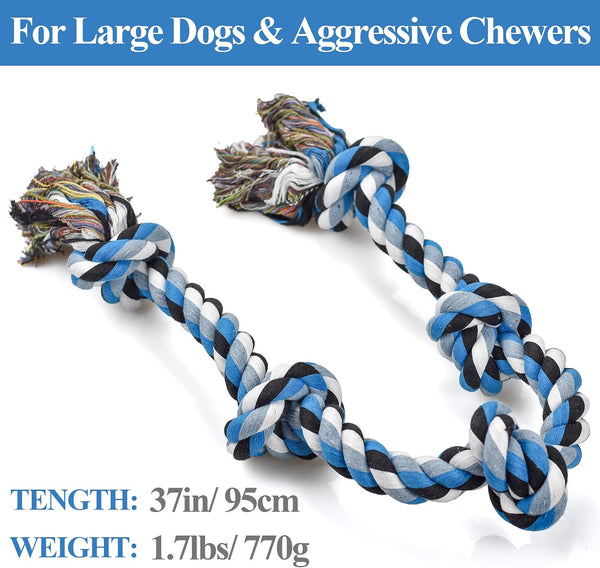 LECHONG Dog Toys for Aggressive Chewers Tough Rope Chew Toys for Large and Medium Dog 3 Feet 5 Knots Indestructible Cotton Rope for Large Breed Dog Tug of War Dog Toy Teeth Cleaning2