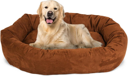 Majestic Pet 32 Inch Suede Calming Dog Bed Washable – Cozy Soft round Dog Bed with Spine Support for Dogs to Rest Their Head - Fluffy Donut Dog Bed 32X23X7 (Inch) - round Pet Bed Medium – Sage37