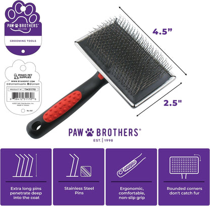 Paw Brothers Professional Grade Extra Long Slicker Brush - Ergonomic Handle, Removes Loose Undercoat and Tangles for Dogs3