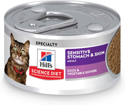 Hill'S Science Diet Sensitive Stomach & Skin Wet Cat Food Variety Pack | #1 Veterinarian Recommended, Adult Formula, Tuna & Vegetable, Chicken & Vegetable, 2.9 Oz. Cans, 12-Pack13