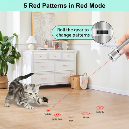 Tbteek Cat Toys, Rechargeable, 3 Light Modes & 5 Fun Patterns, Portable Interactive Kitten Pet Dog Cat Mouse Toy for Fun Chase Play Exercise4