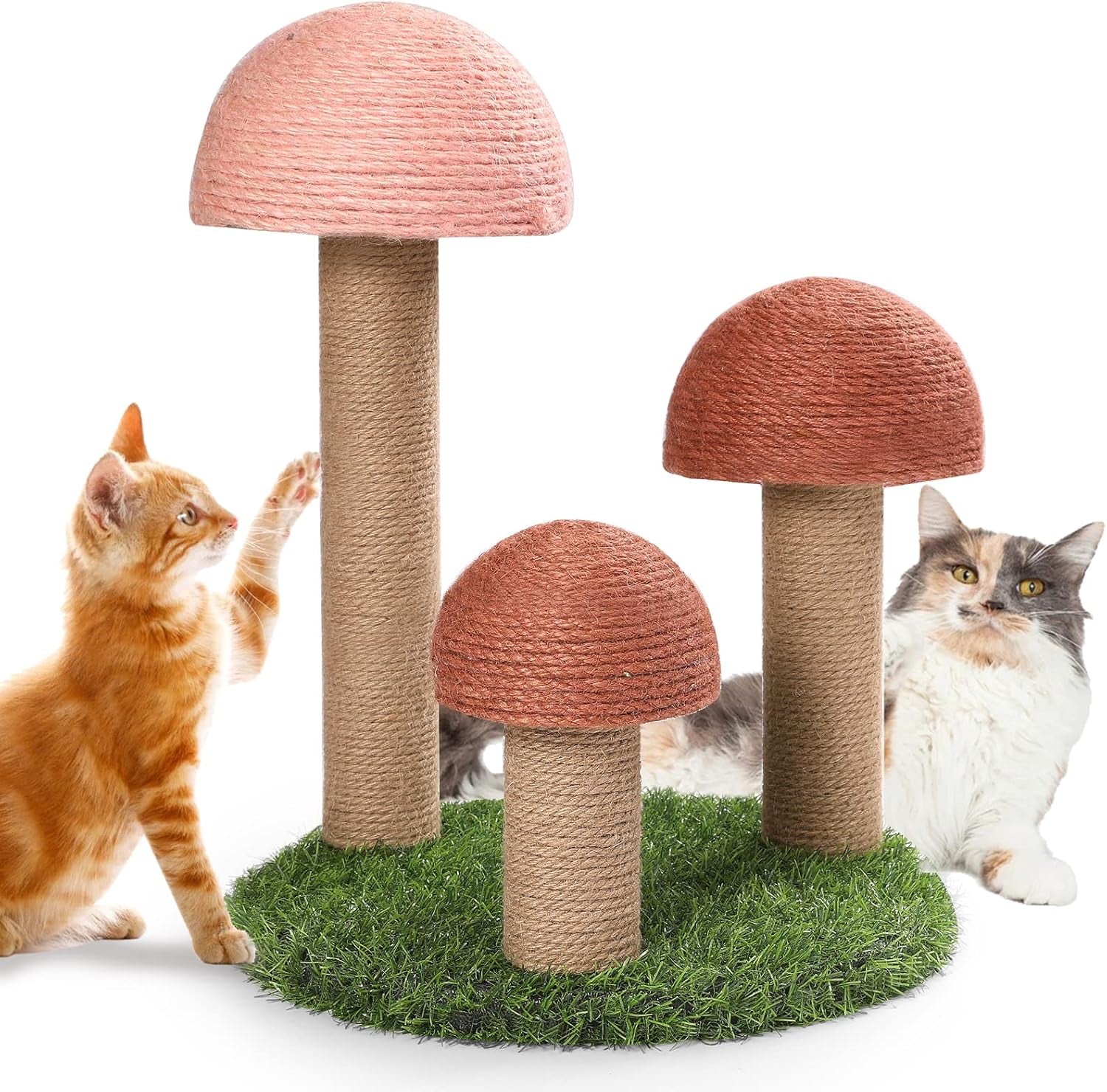 powerking-cat-scratching-post-mushroom-claw-scratching-post-for-cat-natural-sisal-cat-scratchers-with-3-mushroom-pole-cat-interactive-toys