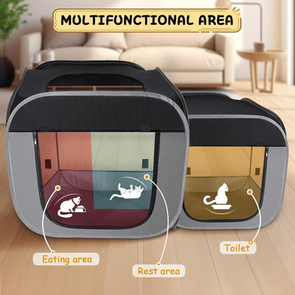 Tailtastic Large Cat Playpen with Separate Areas,Outdoo&Indoor Cat Enclosures,Portable Pet Playpen for Indoor Cats,Puppy and Small Animals, Dog Playpen with Carrybag. | Ideal for Multi-Pet Households, Works as Birthing & Nursing Den, Pet-Safe Soft Material, Prevents Escape & Furniture Damage2