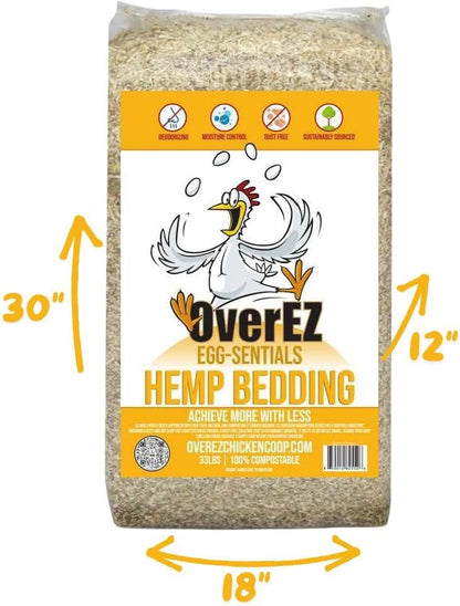 [33Lbs] Overez Hemp Chicken Bedding - Made from 100% Natural Hemp - Super Absorbent, Eco-Friendly, Eggcellent Odor Control, and Dust Free3